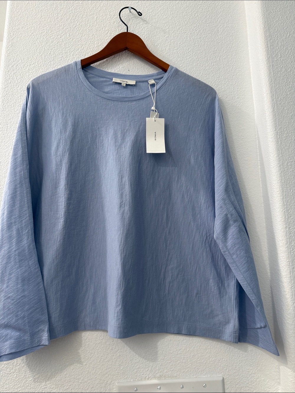 Vince Ladies Boxy Long-Sleeve Tee- Light Peri Blue